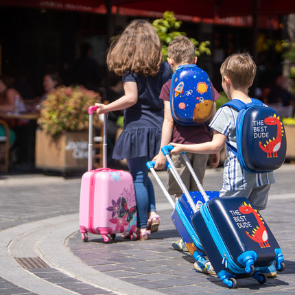 Bontour 2 PCs Kids 'Bagugh Set, zaino + carrello, resistente ai graffi (Dinosaur B)