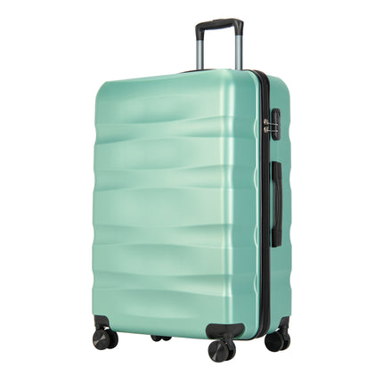 BONTOUR “Wave” 3-Piece Double-Wheel Suitcase Set with Combination Lock, Powder Green