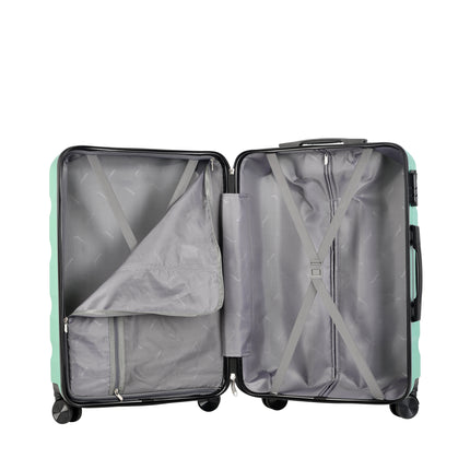 BONTOUR “Wave” 3-Piece Double-Wheel Suitcase Set with Combination Lock, Powder Green