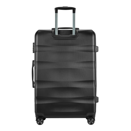 BONTOUR “Wave” 3-Piece Double-Wheel Suitcase Set with Combination Lock, Black