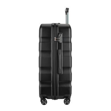 BONTOUR “Wave” 3-Piece Double-Wheel Suitcase Set with Combination Lock, Black