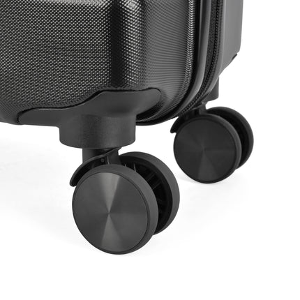 BONTOUR “Wave” 3-Piece Double-Wheel Suitcase Set with Combination Lock, Black