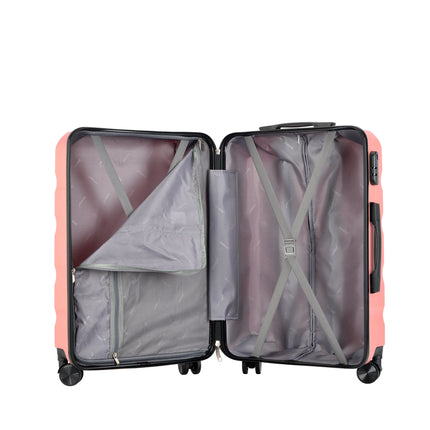 BONTOUR “Wave” 3-Piece Double-Wheel Suitcase Set with Combination Lock, Rosegold