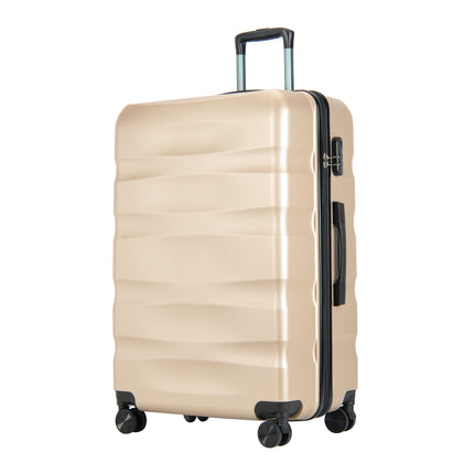 BONTOUR “Wave” 3-Piece Double-Wheel Suitcase Set with Combination Lock, Champagne