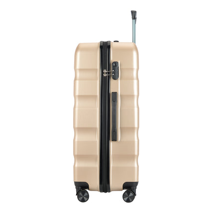 BONTOUR “Wave” 3-Piece Double-Wheel Suitcase Set with Combination Lock, Champagne