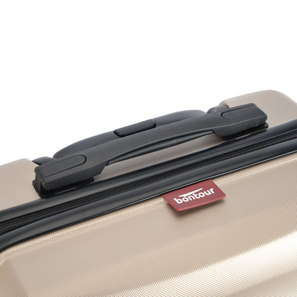 BONTOUR “Wave” 3-Piece Double-Wheel Suitcase Set with Combination Lock, Champagne