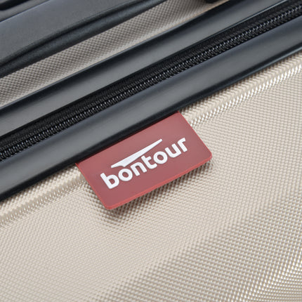 BONTOUR “Wave” 3-Piece Double-Wheel Suitcase Set with Combination Lock, Champagne