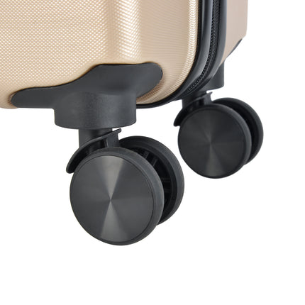 BONTOUR “Wave” 3-Piece Double-Wheel Suitcase Set with Combination Lock, Champagne