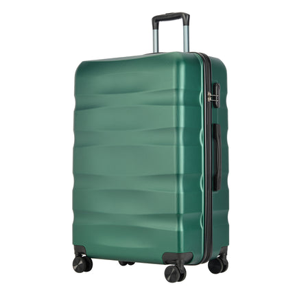 BONTOUR “Wave” 3-Piece Double-Wheel Suitcase Set with Combination Lock, Jungle green