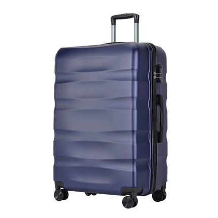 BONTOUR “Wave” 3-Piece Double-Wheel Suitcase Set with Combination Lock, Blue