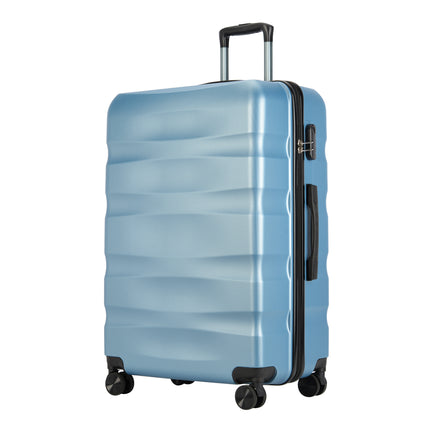 BONTOUR “Wave” 3-Piece Double-Wheel Suitcase Set with Combination Lock, iceblue