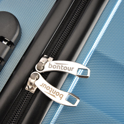 BONTOUR “Wave” 3-Piece Double-Wheel Suitcase Set with Combination Lock, iceblue