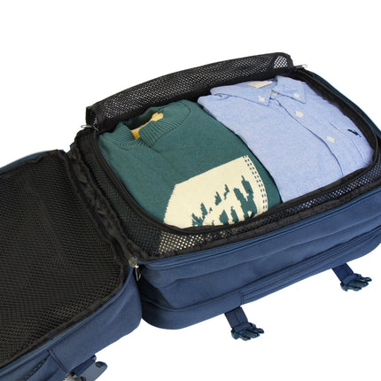 Rucsac Bontour Flexigo pentru Wizzair 40x30x20cm, bagaje de mână extensibile de mână în culoare albastră