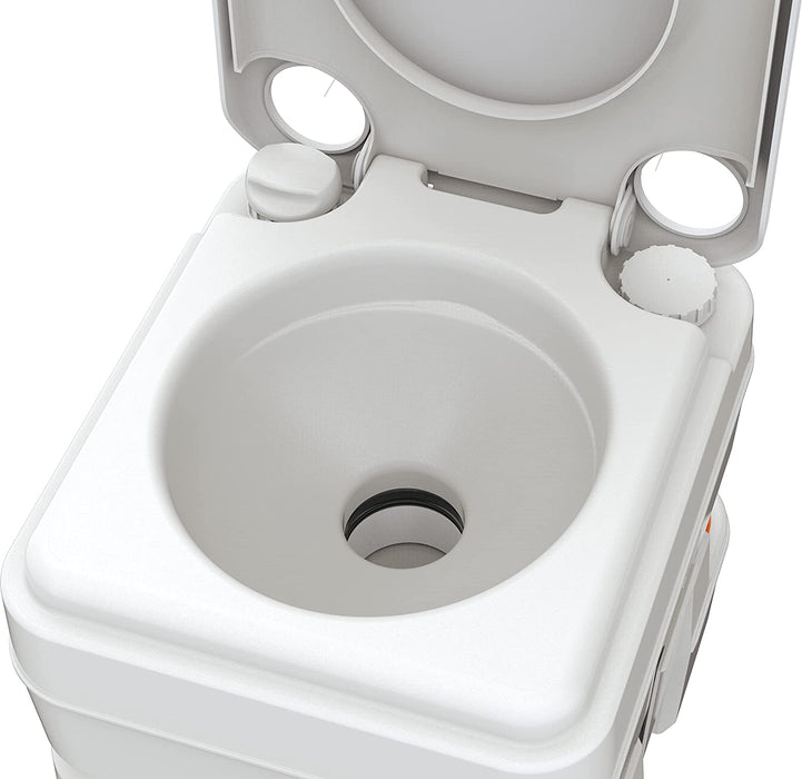 Toilette de camping portable gris et blanc 20+10 L PEHD