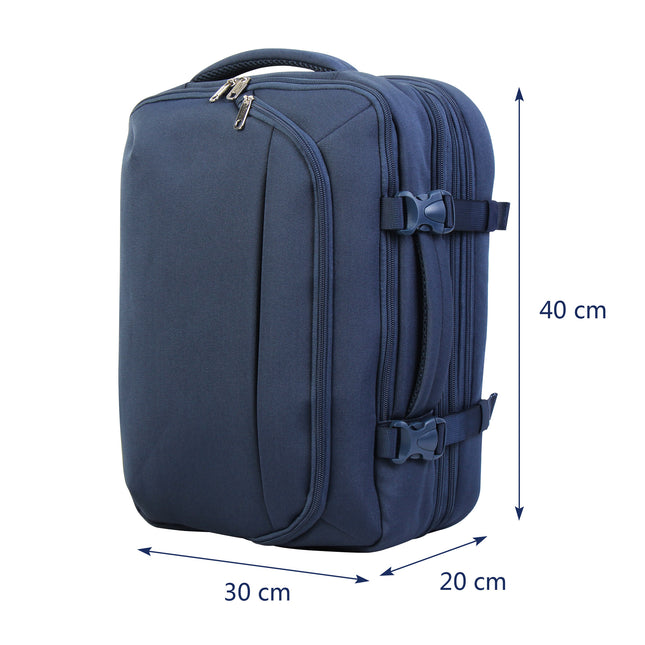 Bontour Flexigo-Rucksack für Wizzair 40x30x20 cm, erweiterbares Handgepäck in blauer Farbe