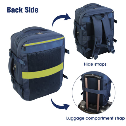 Rucsac Bontour Flexigo pentru Wizzair 40x30x20cm, bagaje de mână extensibile de mână în culoare albastră