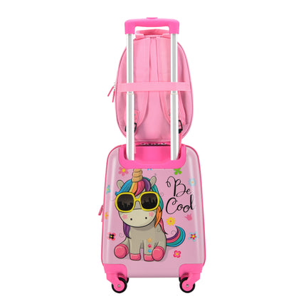 Set da bagagli per bambini Bontour 2 pezzi, zaino + carrello, resistente ai graffi (unicorno)