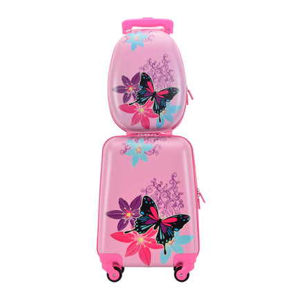 Set da bagagli per bambini Bontour 2 pezzi, zaino + carrello, resistente ai graffi (Butterfly)