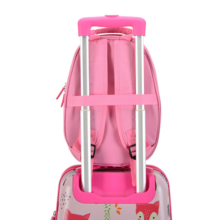 Set da bagagli per bambini Bontour 2 pezzi, zaino + carrello, resistente ai graffi (FOX)